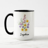 Mug Fleur de naissance d'avril personnalisée - Nom per (Gauche)