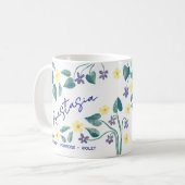 Mug Fleur de naissance de février Nom personnalisé Pri (Devant gauche)