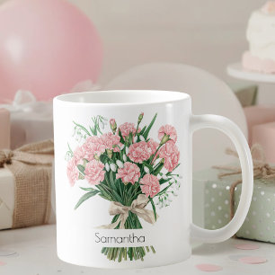 Mug Fleur de Naissance de Janvier   Œillets Roses