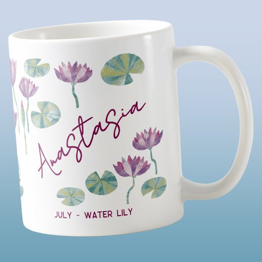 Mug Fleur de naissance de juillet Nénuphar à personnal