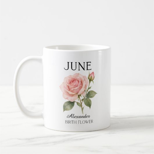 Mug Fleur de naissance de juin Rose (Gauche)