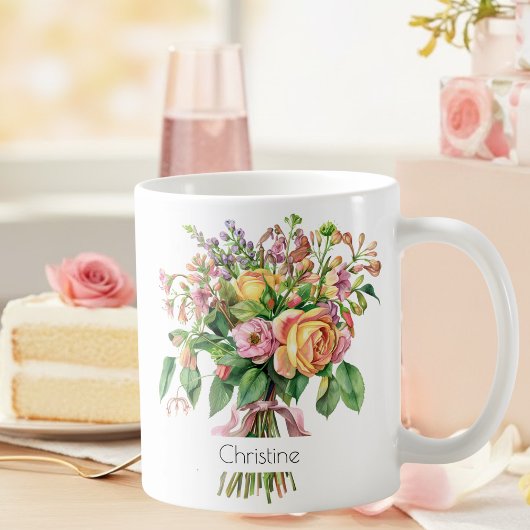 Mug Fleur de Naissance de Juin | Roses et Chèvrefe