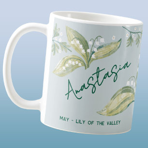Mug Fleur de naissance de mai Nom personnalisé Muguet