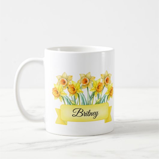 Mug Fleur de naissance de mars Boug de jonquille perso (Gauche)