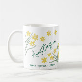 Mug Fleur de naissance de mars Nom personnalisé Daffod (Gauche)