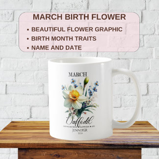 Mug Fleur de naissance de mars personnalisable Narciss