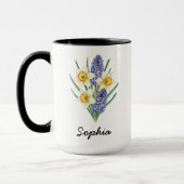 Mug Fleur de naissance de mars personnalisée - Nom per (Gauche)