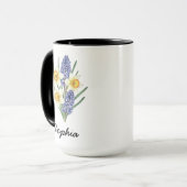 Mug Fleur de naissance de mars personnalisée - Nom per (Devant gauche)