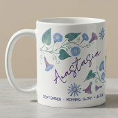 Mug Fleur de naissance de septembre Nom personnalisé V