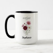 Mug Fleur de naissance d'octobre Cosmos Anniversaire (Gauche)
