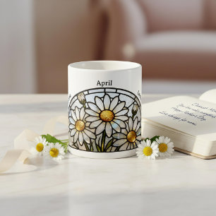 Mug Fleur de Naissance en Verre Coloré Avril Daisy Nom
