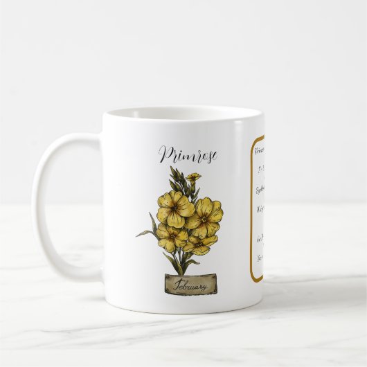 Mug Fleur de naissance FÉVRIER Anniversaire Primrose P (Gauche)