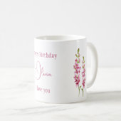 Mug Fleur de naissance juillet Larkspur Aquarelle Flor (Devant droit)