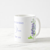 Mug Fleur de naissance juillet Larkspur Aquarelle Flor (Devant droit)
