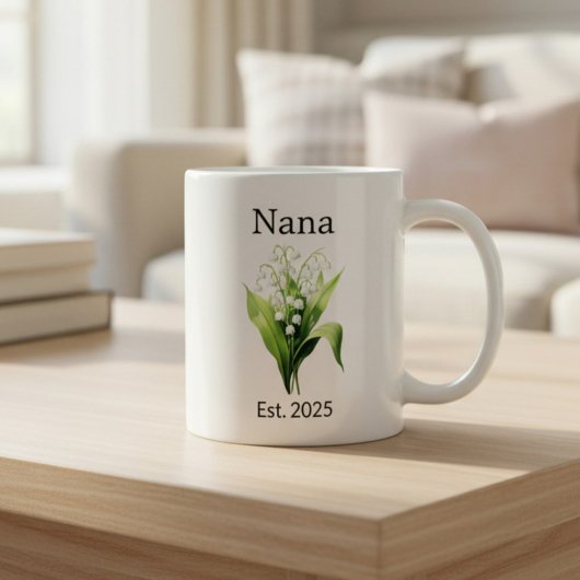 Mug Fleur de Naissance Lys de Mai pour Nana avec Année