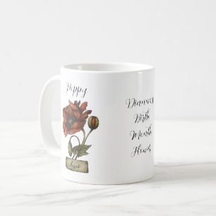 Mug Fleur de naissance personnalisée AOÛT Pavot d'anni