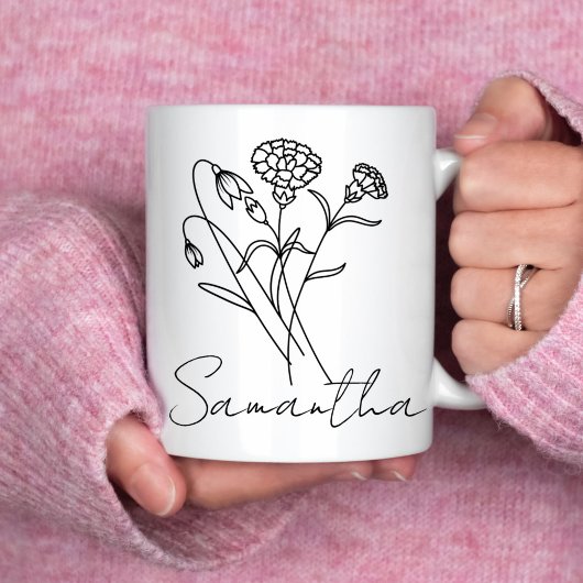 Mug Fleur de naissance personnalisée avec nom Proposit