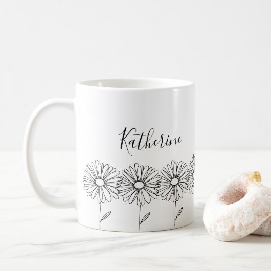 Mug Fleur de naissance personnalisée avril marguerite (Avec donut)