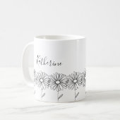Mug Fleur de naissance personnalisée avril marguerite (Devant gauche)