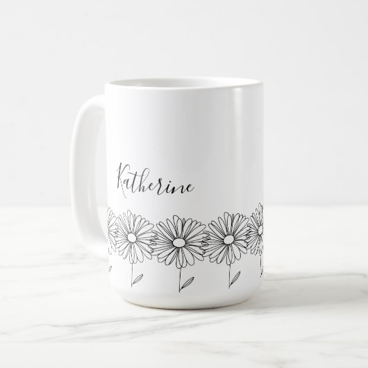Mug Fleur de naissance personnalisée avril marguerite (Devant gauche)