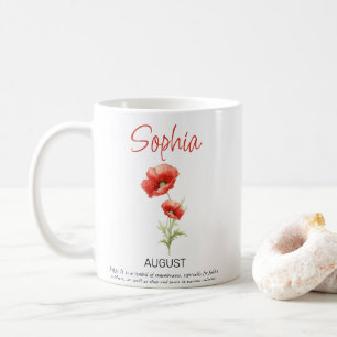 Mug Fleur de naissance personnalisée d'août 