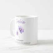 Mug Fleur de naissance personnalisée de février (Devant gauche)