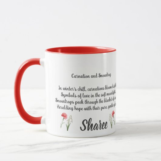 Mug Fleur de naissance personnalisée en janvier (Gauche)