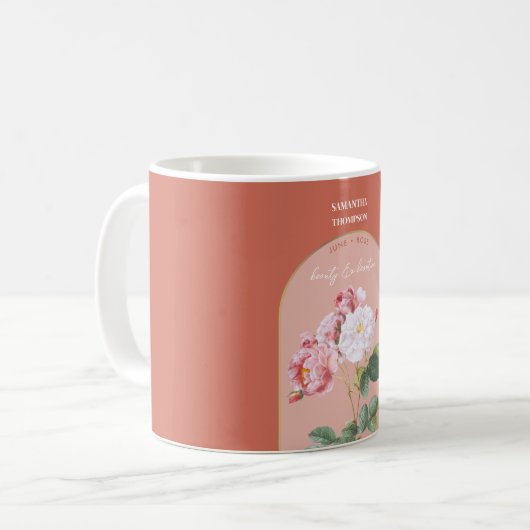 Mug Fleur de naissance personnalisée Mois de juin Rose (Devant gauche)