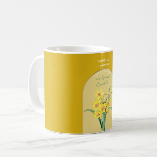 Mug Fleur de naissance personnalisée Mois mars Daffodi (Devant gauche)
