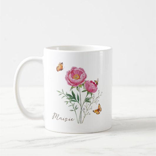 Mug Fleur de naissance Pivoine (Gauche)