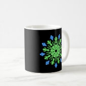 Mug Fleur de néon vert et bleu (Devant droit)