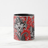 Mug Fleur de Paisley Rouge Noir et Blanc Bohème Boho (Centre)