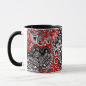 Mug Fleur de Paisley Rouge Noir et Blanc Bohème Boho (Gauche)