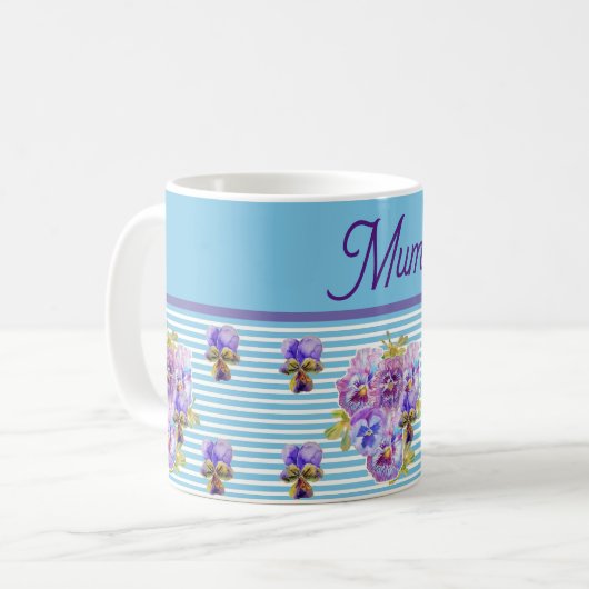Mug Fleur de Pansy Aqua Frappe Fleur de Fleurs Fleurs  (Devant gauche)