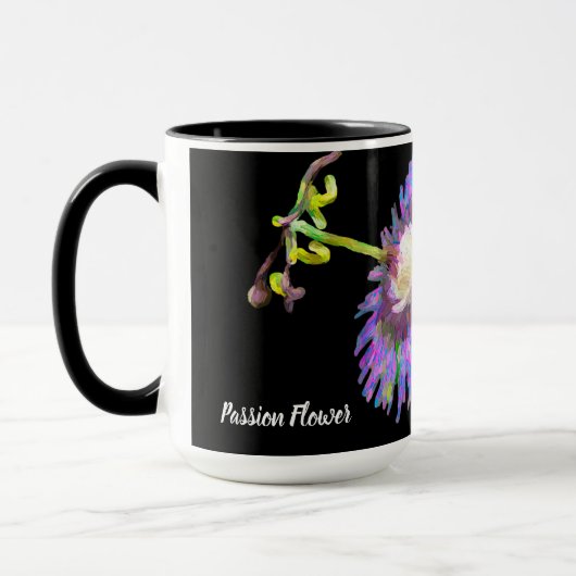 Mug Fleur de passion peinte en violet (Gauche)