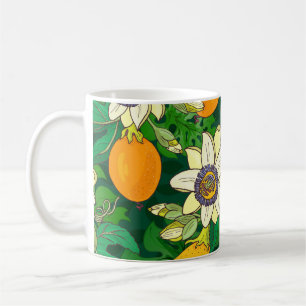 Mug Fleur de Passionflower : Arrière - plan noir Vinta