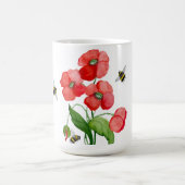 Mug Fleur de pavot écarlate délicate et bourdons (Centre)
