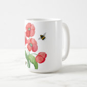 Mug Fleur de pavot écarlate délicate et bourdons (Devant droit)