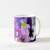Mug Fleur de Pensée Fleurs Florales Bleu Blanc Violet (Devant droit)