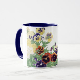 Mug Fleur de Pensée Japonaise Vintage Ukiyo-e Botaniqu