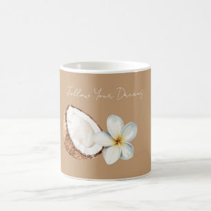 Mug Fleur de Plumeria à la noix de coco tropicale marr