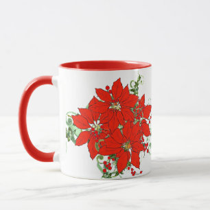 Mug Fleur de Poinsettia Rouge en Céramique