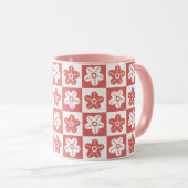 Mug Fleur de point rouge blanc (Devant droit)