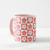 Mug Fleur de point rouge blanc (Devant gauche)