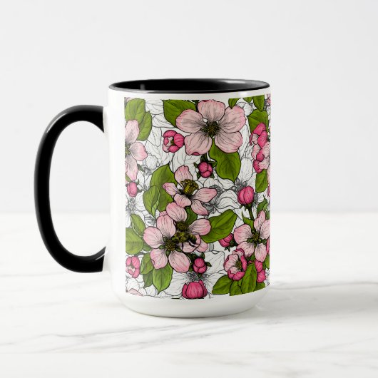 Mug Fleur de pomme sur blanc (Gauche)