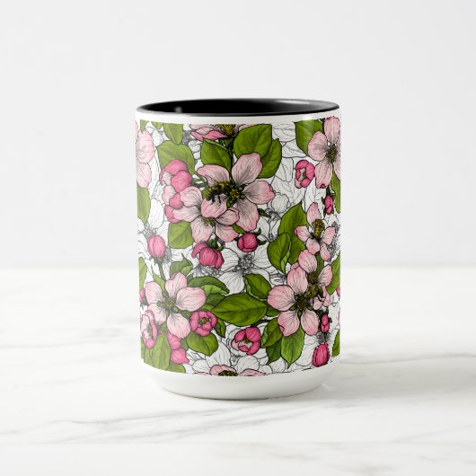 Mug Fleur de pomme sur blanc (Centre)