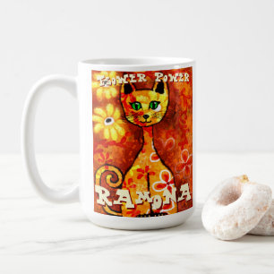 Mug Fleur de pouvoir Rétro Fantaisiste Chat Personnali