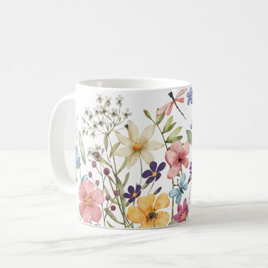 Mug Fleur de printemps avec libellule (Devant gauche)