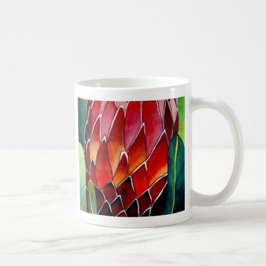 Mug Fleur de Protea rouge, aquarelle originale (Droite)