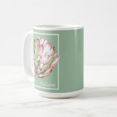 Mug Fleur de Protea tropicale sur vert (Devant gauche)
